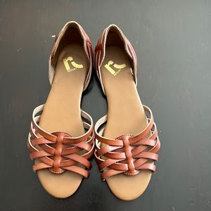 Size 7 brown slip on sandals